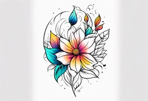 Colorful flower half arm sleeve tattoo idea