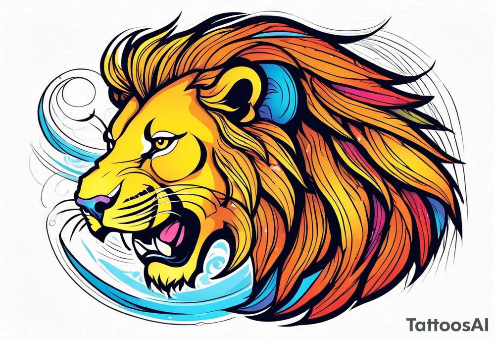powerful majestic lion, close-up tattoo idea