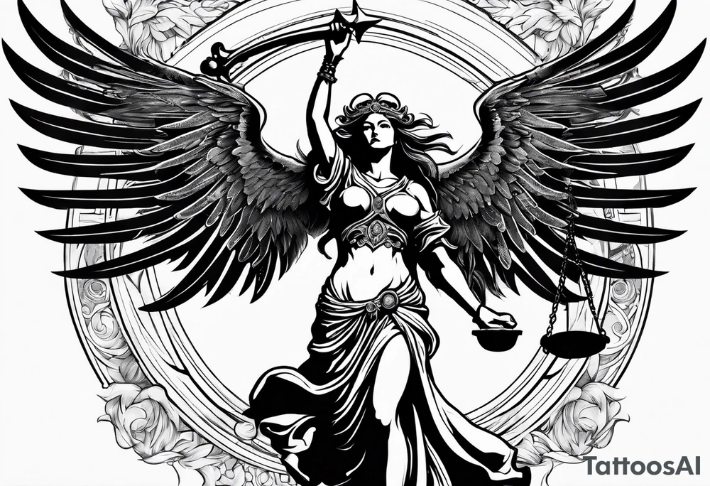 lady justice pheonix tattoo idea