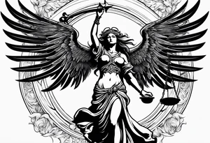 lady justice pheonix tattoo idea