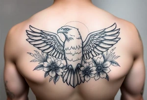 eagle, and flowers tattoo idea