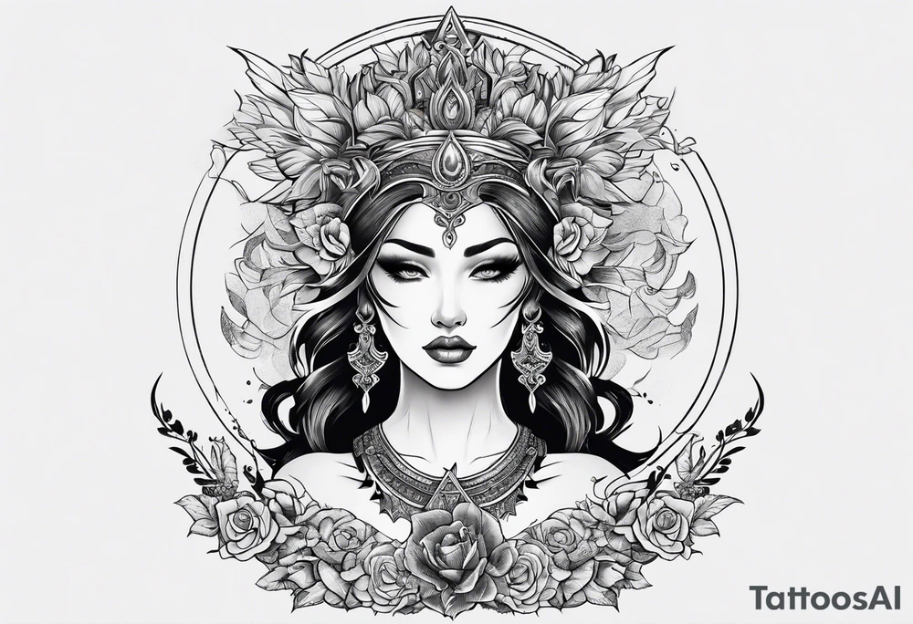 the goddess of vengeance tattoo idea
