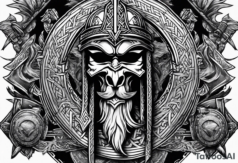 Valhalla valknut sword axe Dragon tattoo idea