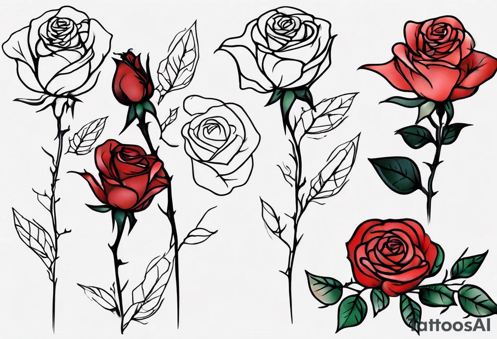 bleeding rose flower, one line tattoo idea
