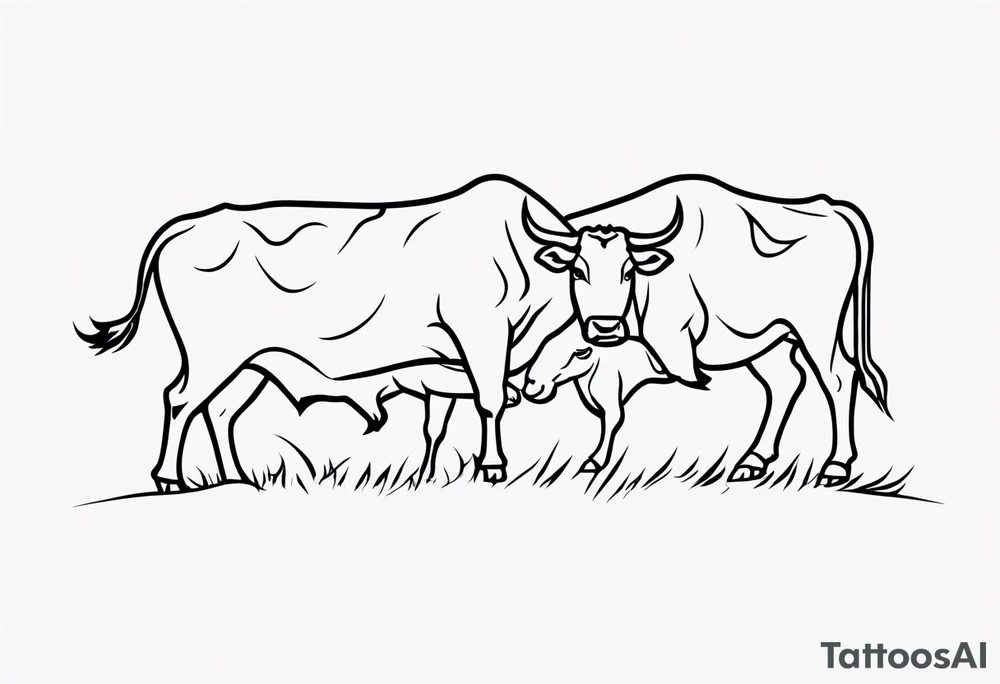 two cow fighting with each other tattoo idea