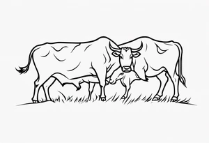 two cow fighting with each other tattoo idea