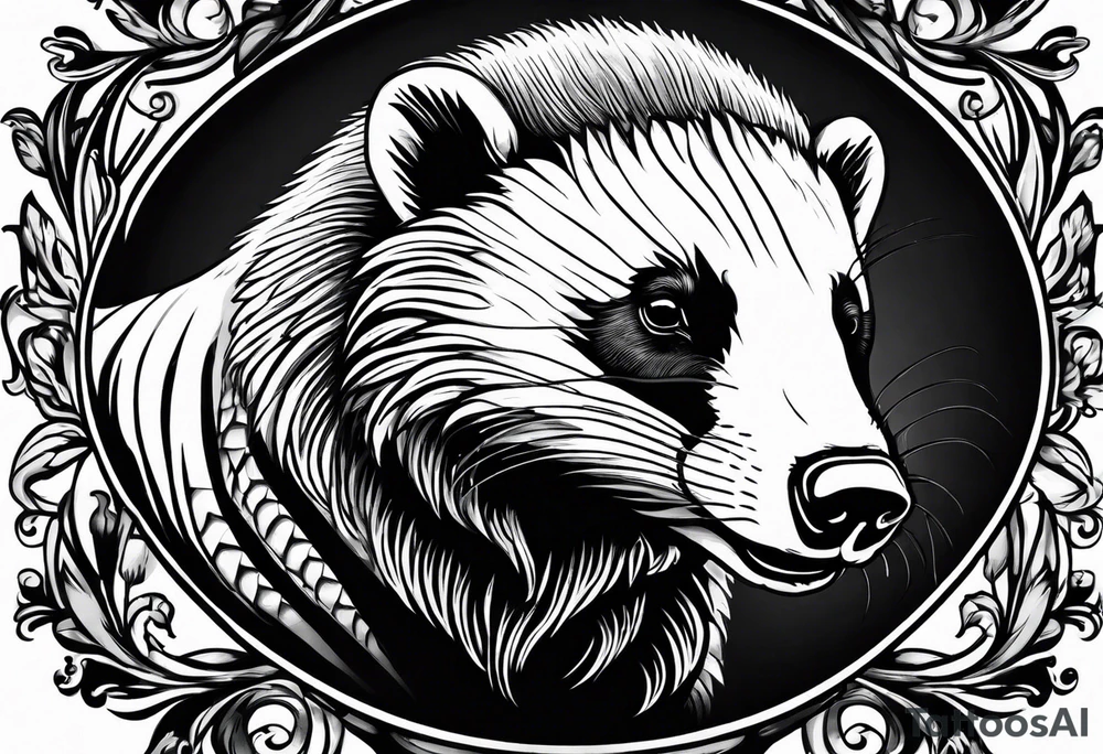 Muscular old honey badger tattoo idea
