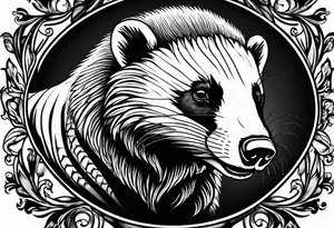 Muscular old honey badger tattoo idea