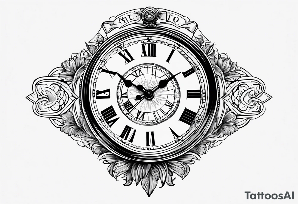 roman numeral clock pointing to the time 10:38am tattoo idea