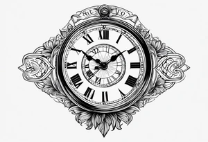 roman numeral clock pointing to the time 10:38am tattoo idea