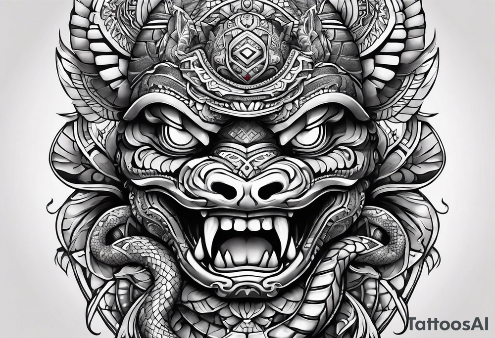 aztec snake sleeve tattoo idea