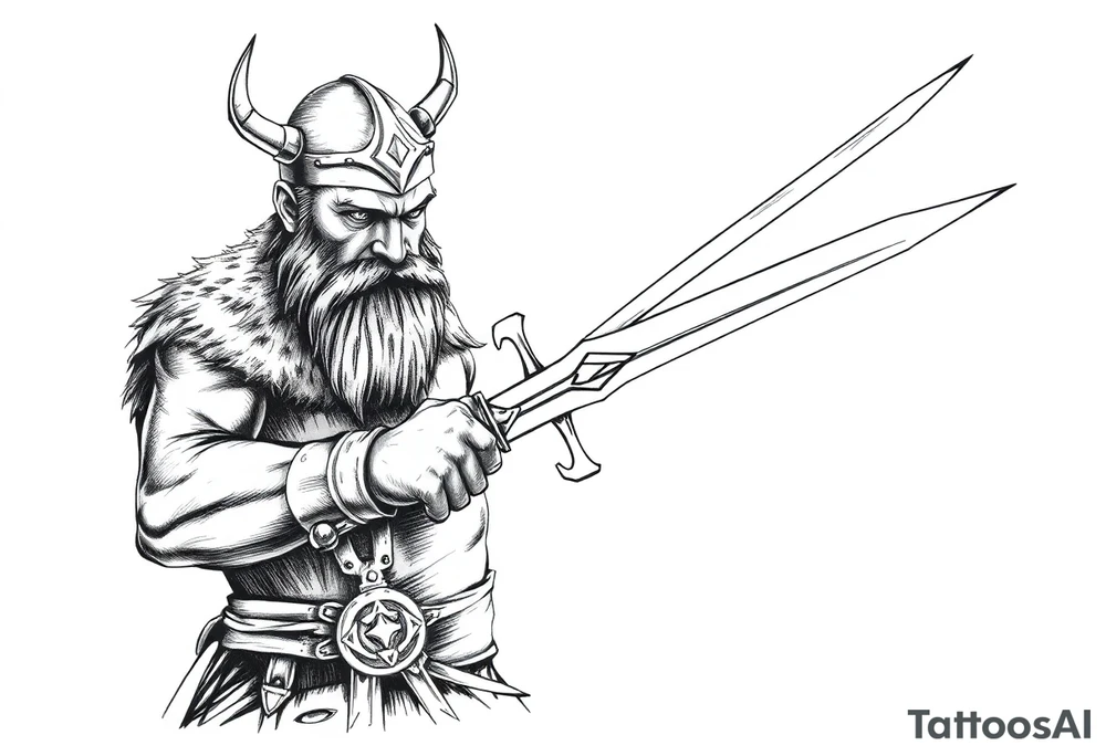 a viking with a sword. tattoo idea
