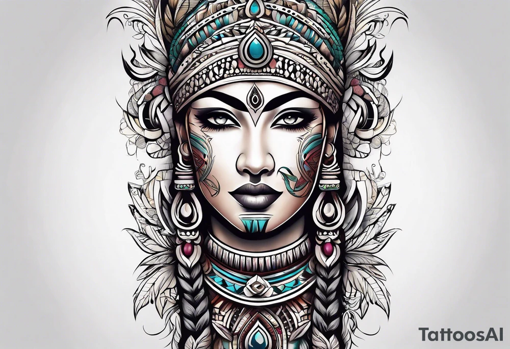 indian tribal leg sleeve tattoo idea