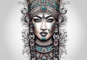 indian tribal leg sleeve tattoo idea