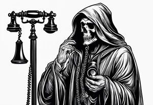 Grim reaper talking on a old school telephone tattoo idea