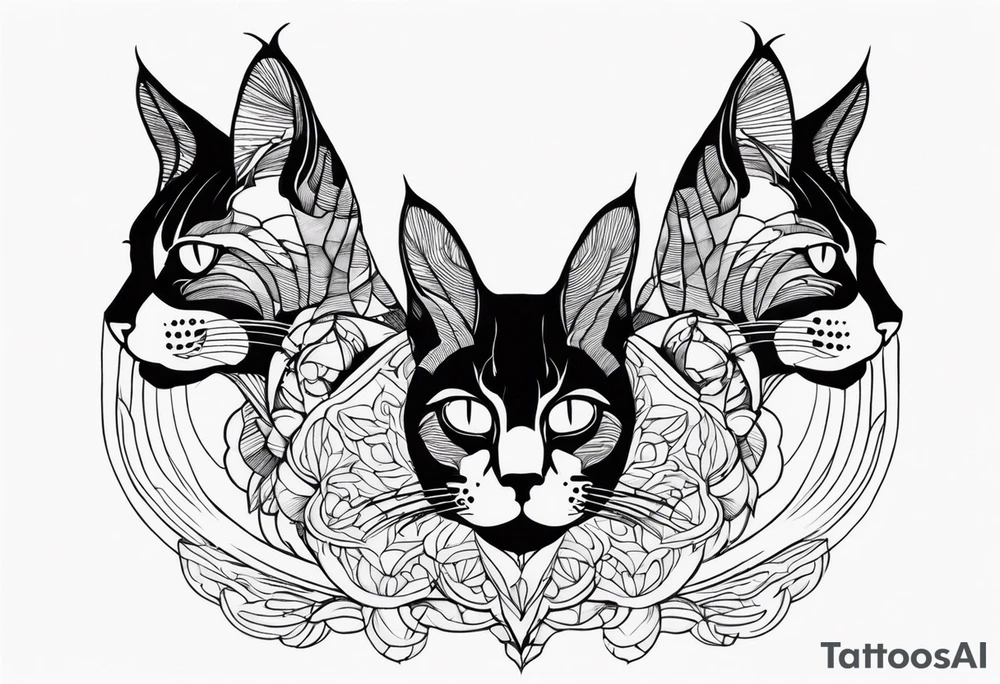 Cat with three heads tattoo idea