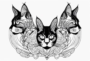 Cat with three heads tattoo idea