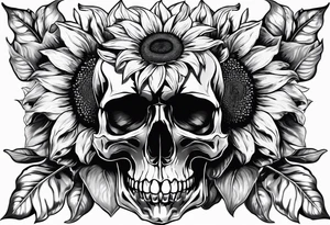 Sunflower, skull,
 mental health tattoo idea