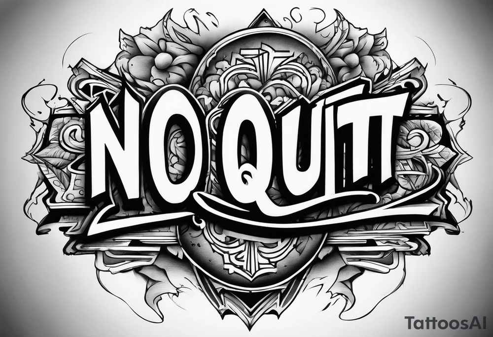 graffiti style "NO QUIT" text tattoo idea