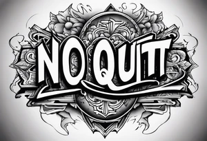 graffiti style "NO QUIT" text tattoo idea