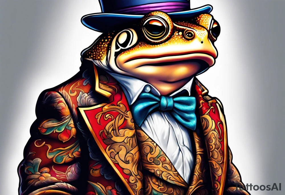 Toad wearing pimp fur coat no shirt tattoo idea
