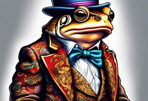 Toad wearing pimp fur coat no shirt tattoo idea