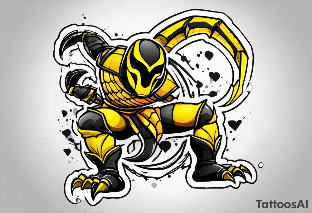 Iconic character Scorpion from Mortal Kombat game tattoo idea