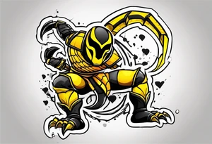 Iconic character Scorpion from Mortal Kombat game tattoo idea