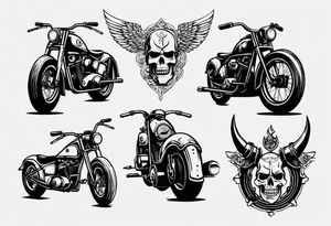 Vintage classic motorbike  with viking tattoo idea
