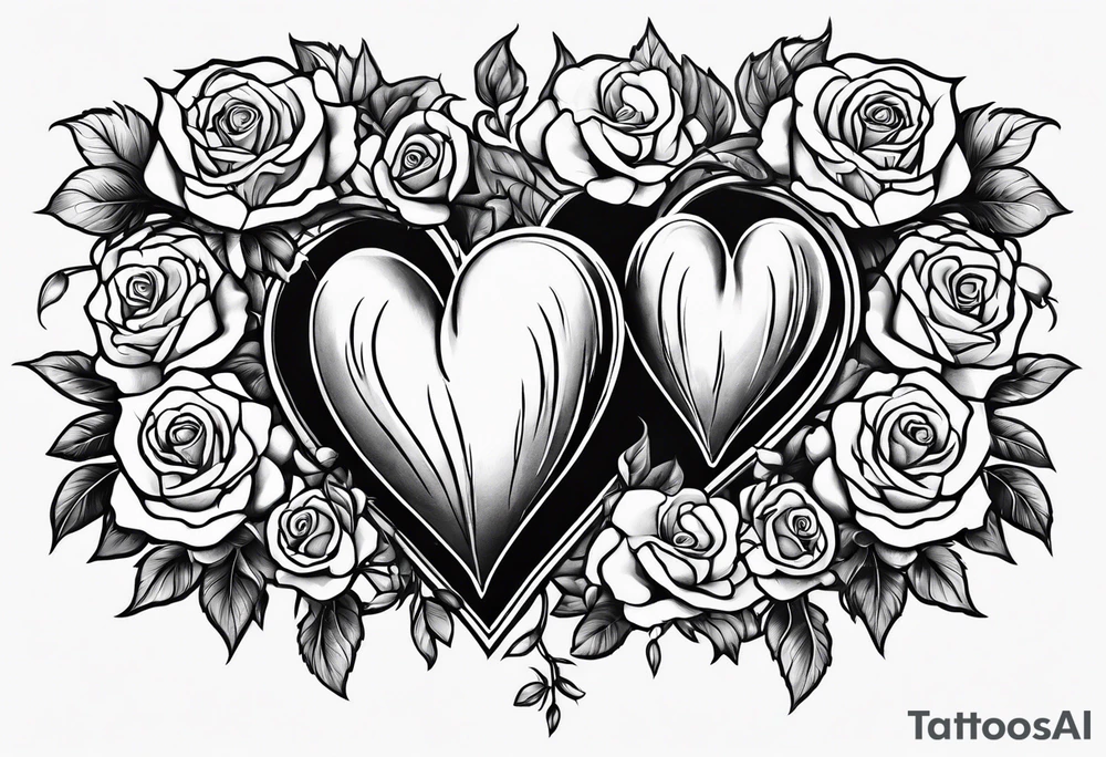 Bleeding heart in roses tattoo idea