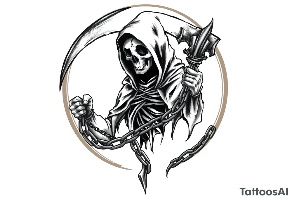 Grim reaper with chain tattoo idea