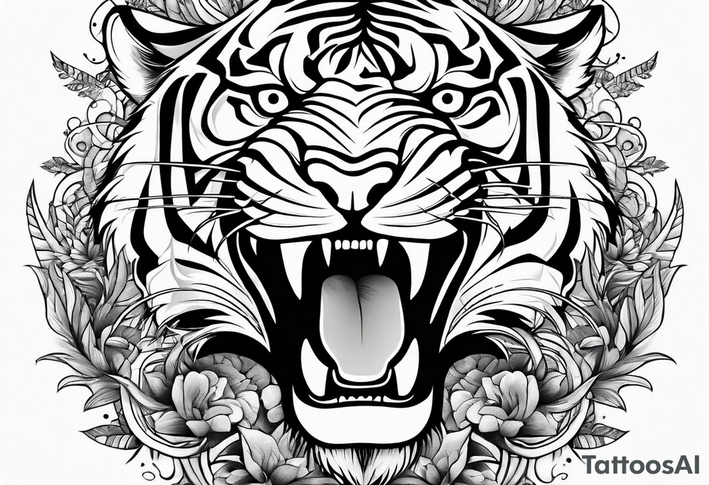tiger climbing up tattoo idea