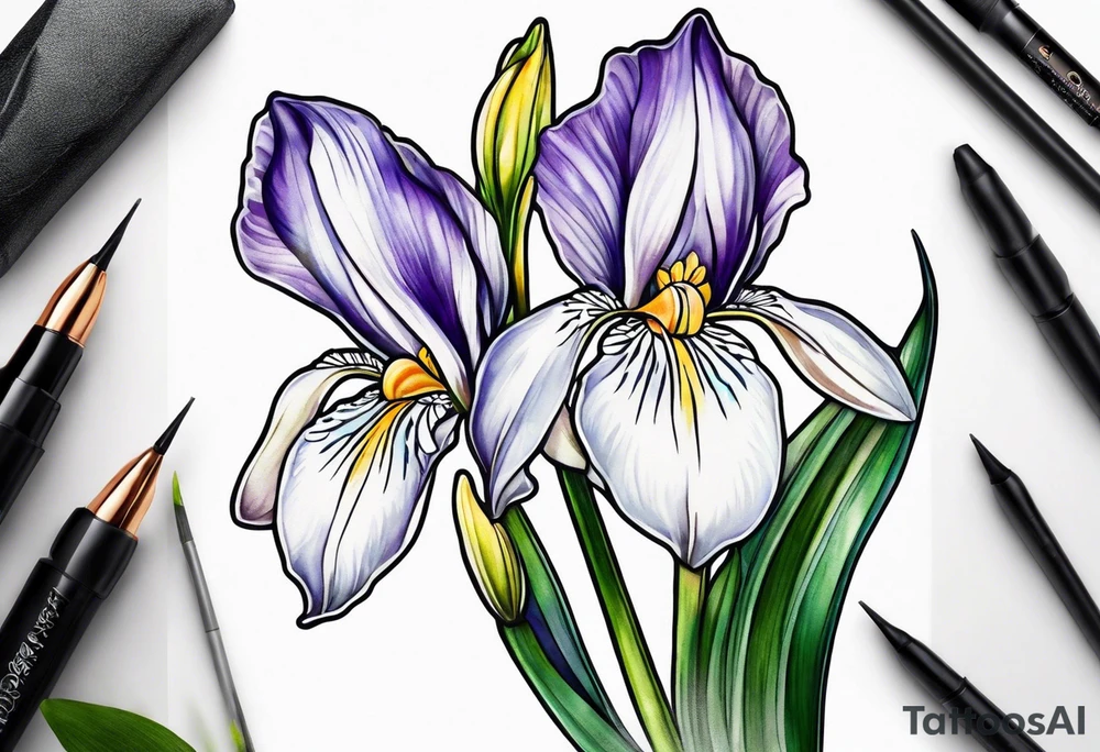 snowdrop flower and iris flower tattoo idea