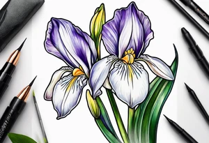 snowdrop flower and iris flower tattoo idea
