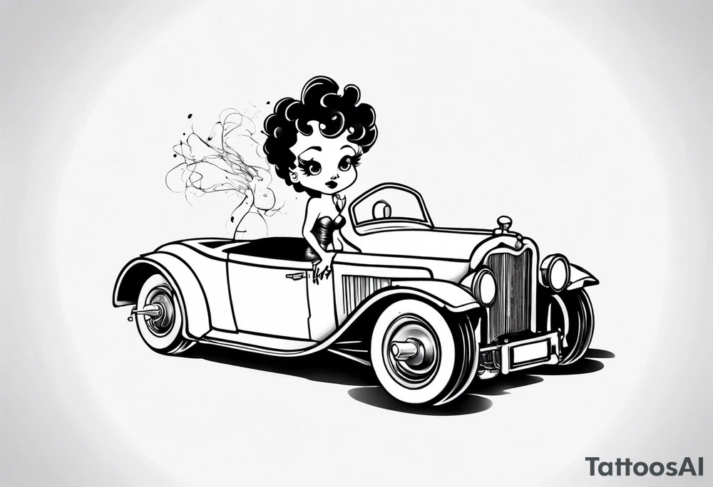 Betty boop riding car tattoo idea