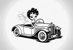 Betty boop riding car tattoo idea