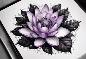 bouquet of violet, water lily, and holly tattoo idea