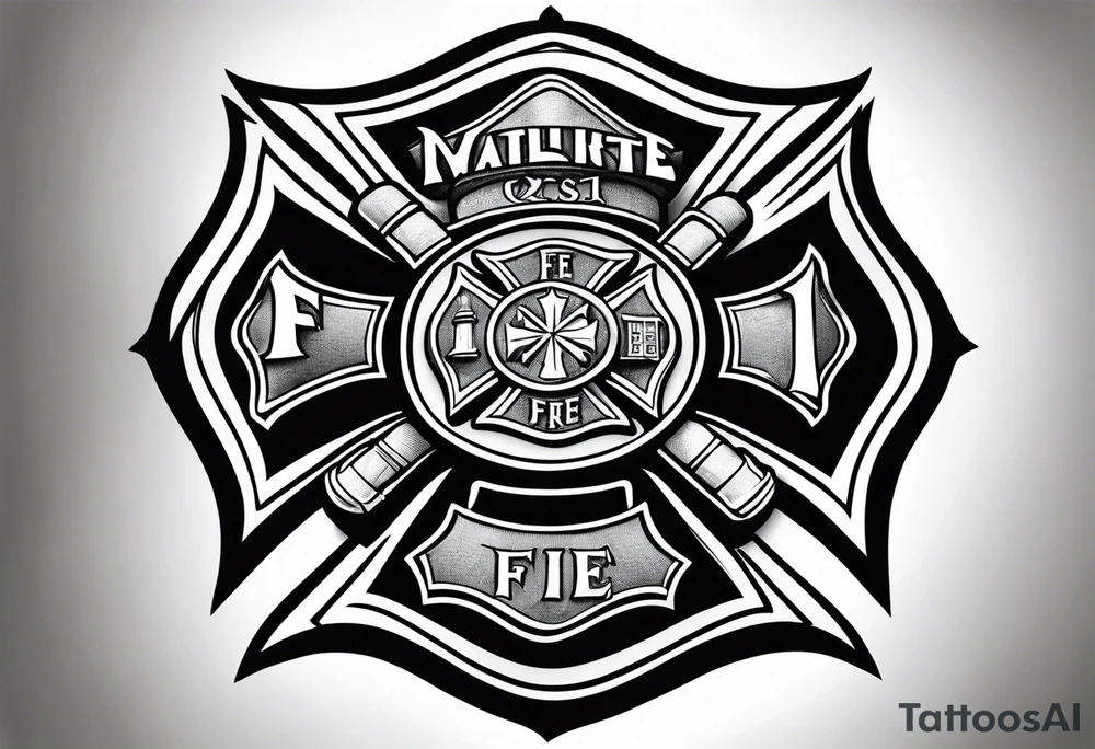 Firefighter Maltese cross tattoo idea