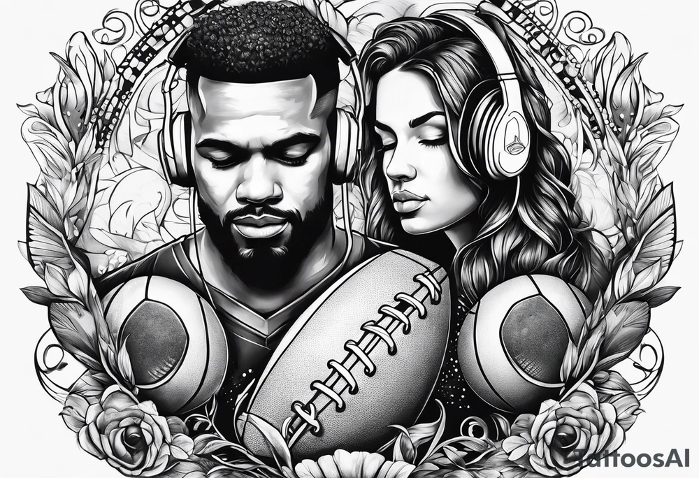 Music, god, art, family, American football tattoo idea