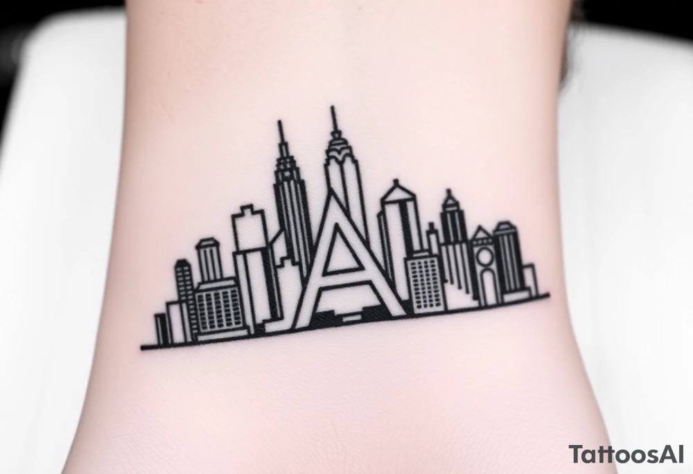 Atlanta city skyline with the A logo tattoo idea