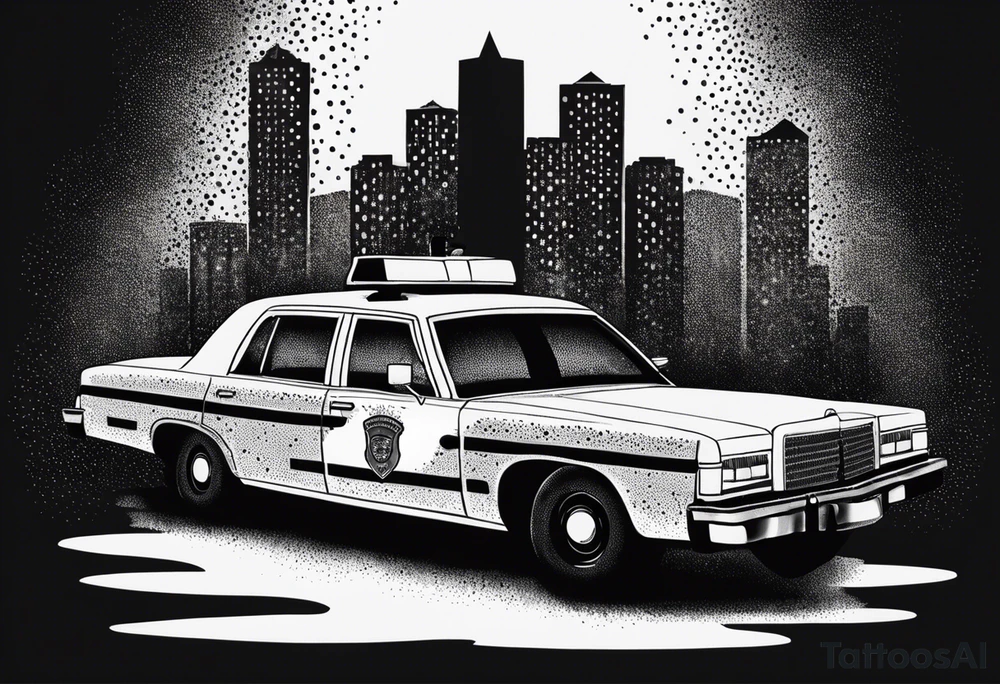 police car on fire tattoo idea