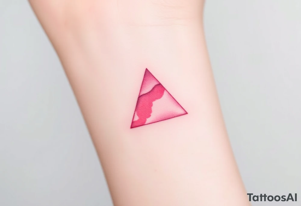A watercoloured pink triangle, with small lining and upside down. Just the colour pink. No shapes tattoo idea