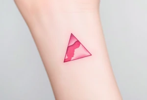 A watercoloured pink triangle, with small lining and upside down. Just the colour pink. No shapes tattoo idea