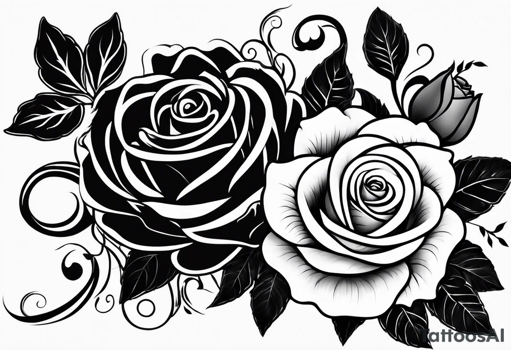 3 flowers rose avec un serpent tattoo idea