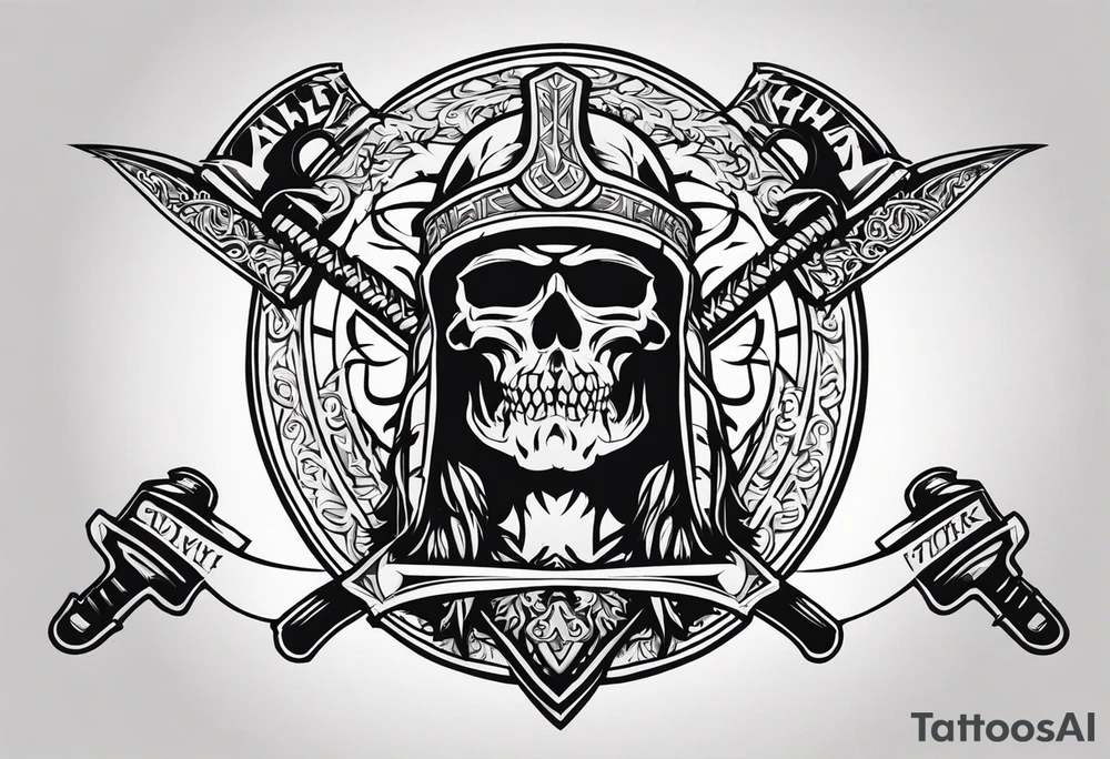 Valhalla  warrior soldier  Sword axe tattoo idea