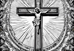 Religious cross with rays of sun, 08/21/2024 in with Jeremiah 29:11 tattoo idea