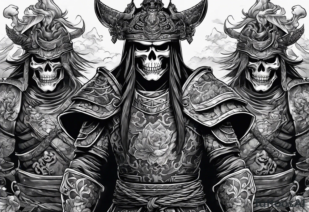 A badass Asian warrior who is also a skeleton tattoo idea