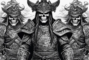 A badass Asian warrior who is also a skeleton tattoo idea