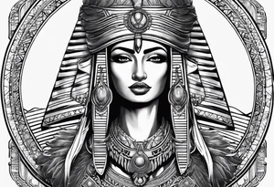 black and white goddess isis tattoo with minimal detail tattoo idea
