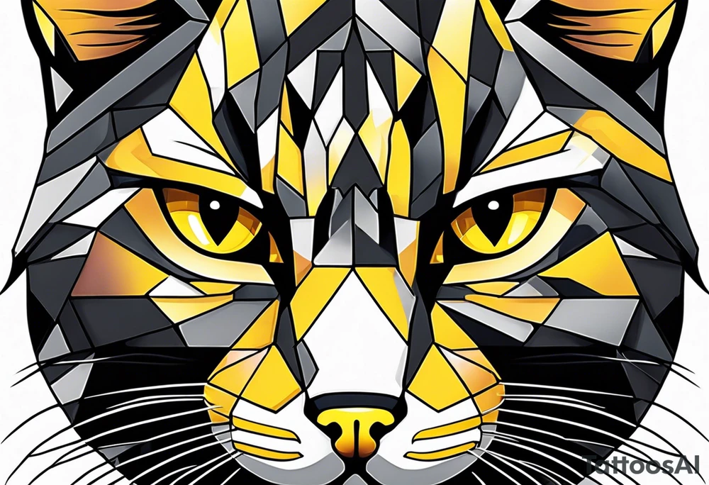 Black cat with yellow eyes tattoo idea
